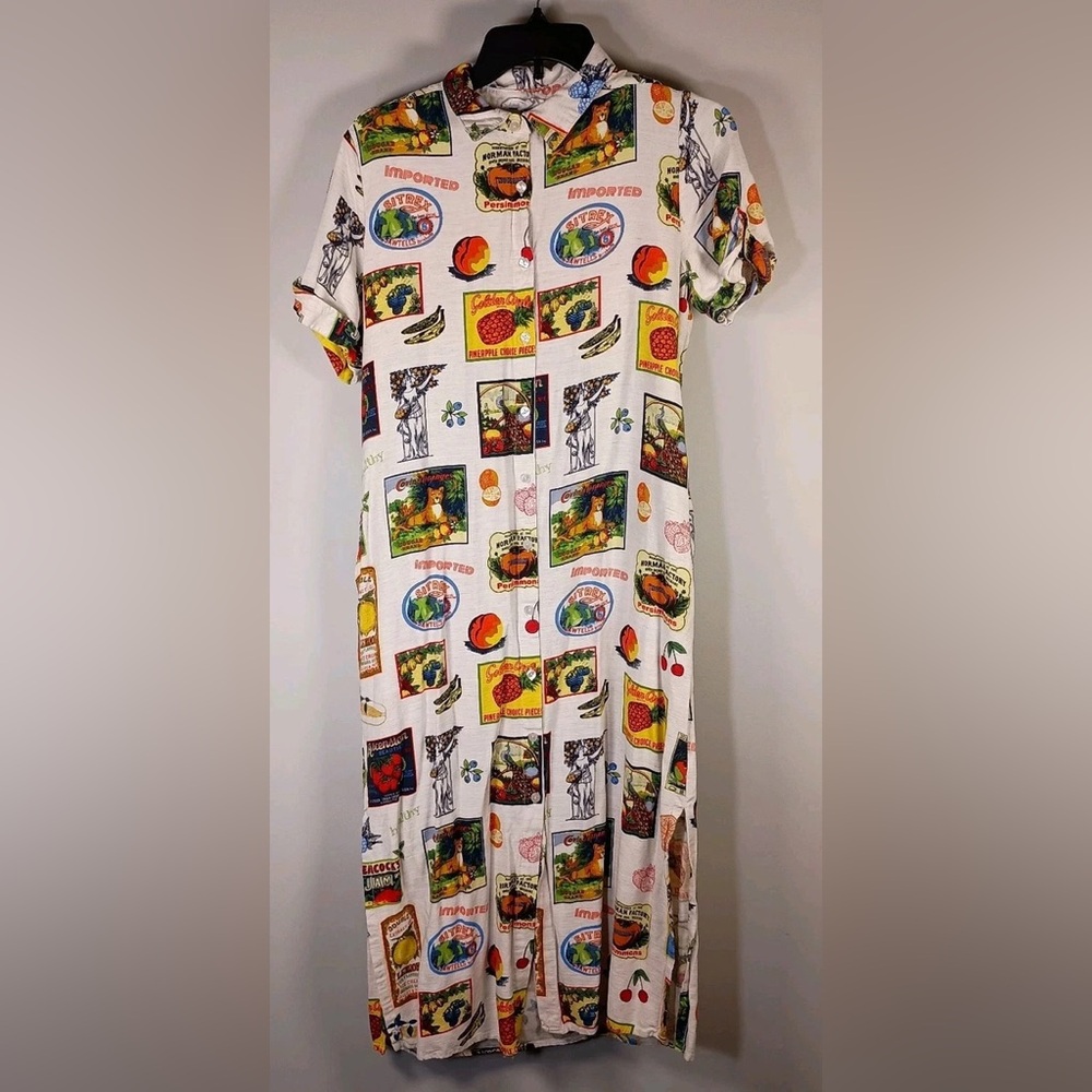 Jane & Delancey Large Boho Fruit All Over Print Midi Belted Safari Animal Dress